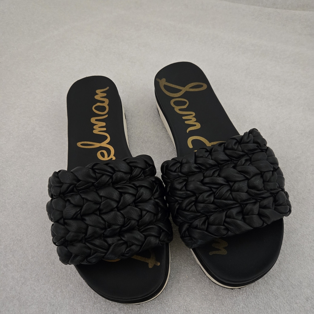 EUC Sam Edelman Black Woven Slide Sandals
